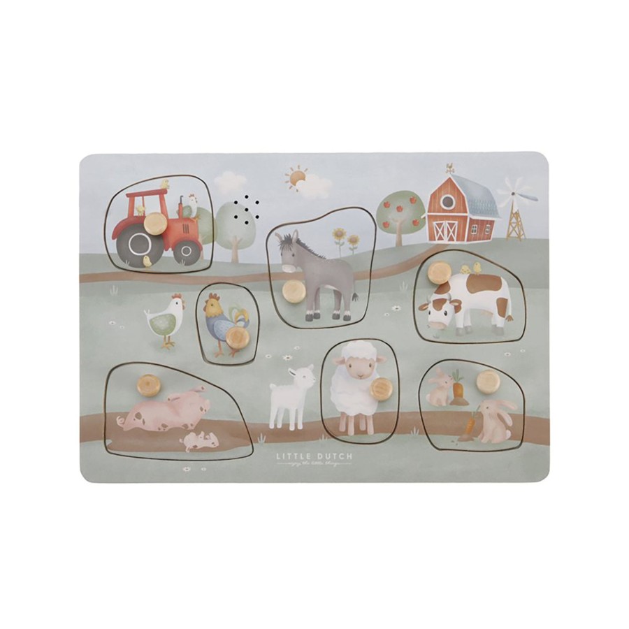 Gifts Little Dutch | Little Dutch Wooden Sound Puzzle - Little Farm Multi