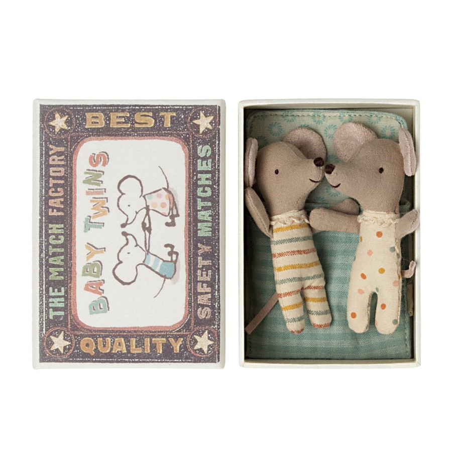 Gifts Maileg | Maileg Baby Mice - Twins In Matchbox