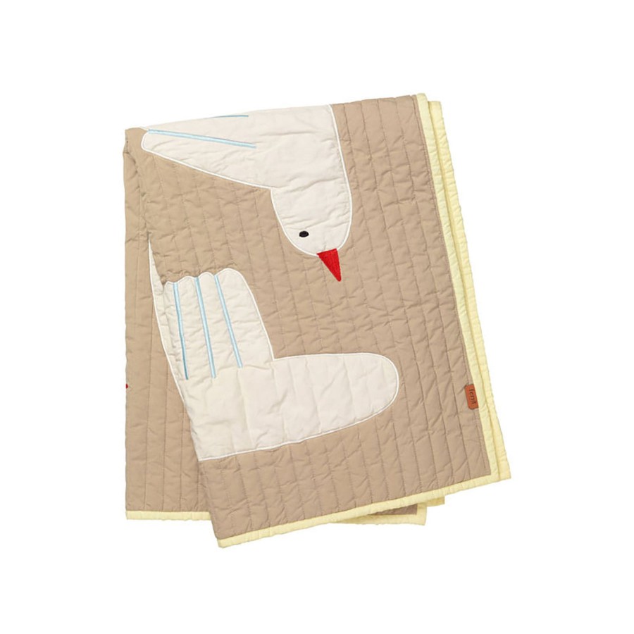 Gifts Ferm Living | Ferm Living Bird Quilted Blanket - Sand Sandy