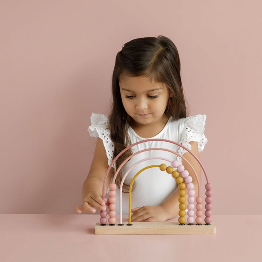 Baby & Child Little Dutch Wooden Toys | Little Dutch Rainbow Abacus Pure & Nature Pink