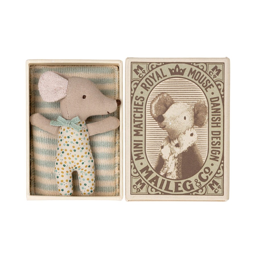 Baby & Child Maileg Soft Toys | Maileg Sleepy/Wakey Baby Mouse In Matchbox - Blue