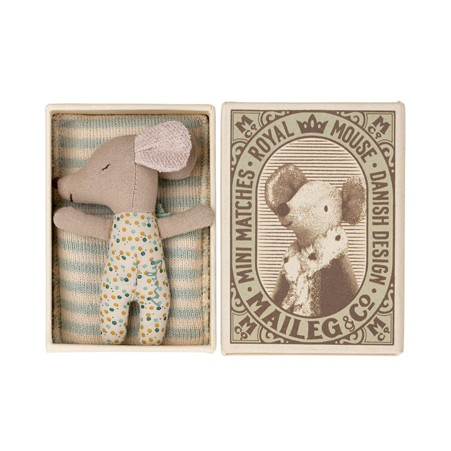 Baby & Child Maileg Soft Toys | Maileg Sleepy/Wakey Baby Mouse In Matchbox - Blue