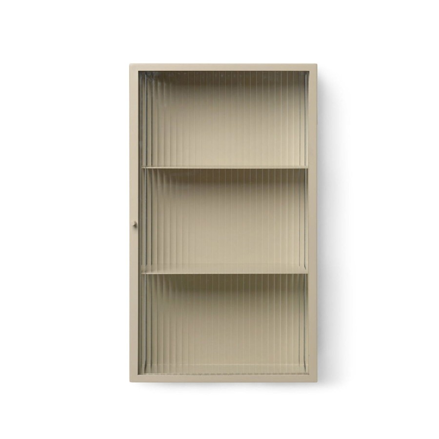 Home & Living Ferm Living Vases & Plant Pots | Ferm Living Haze Wall Cabinet - Reeded Glass Cashmere