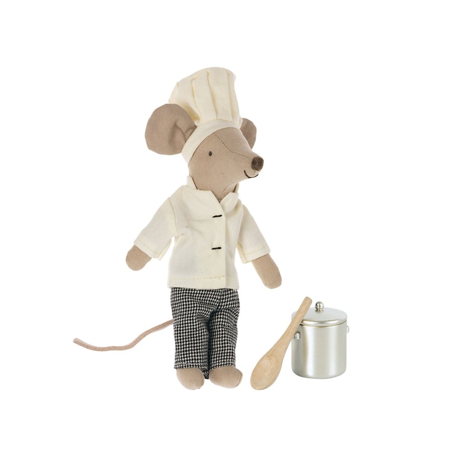 Baby & Child Maileg Soft Toys | Maileg Chef Mouse With Soup Pot And Spoon Moo