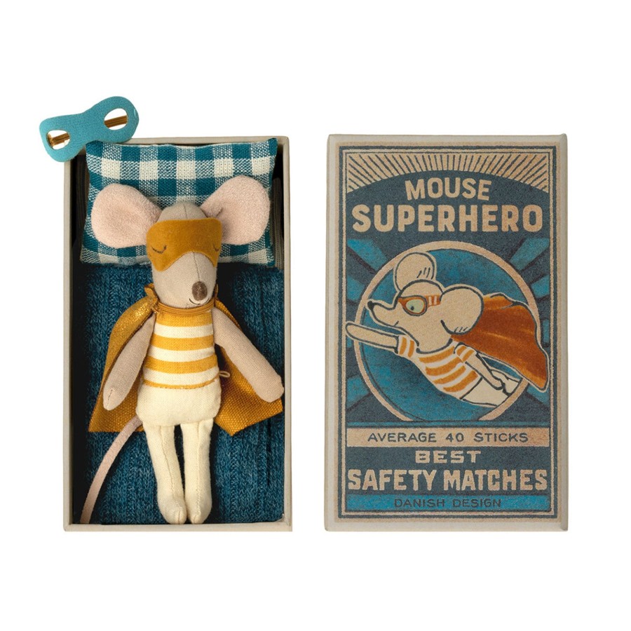 Baby & Child Maileg Soft Toys | Buy Maileg Super Hero Mouse, Little Brother In Matchbox