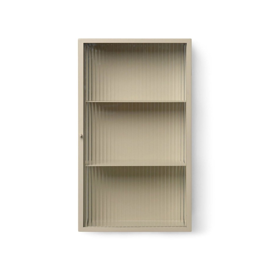 Home & Living Ferm Living Bathroom Storage | Ferm Living Haze Wall Cabinet - Reeded Glass Cashmere