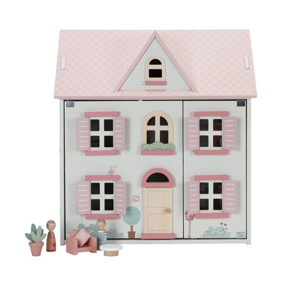 Gifts Little Dutch | Little Dutch Wooden Dollhouse - Medium White And Pink