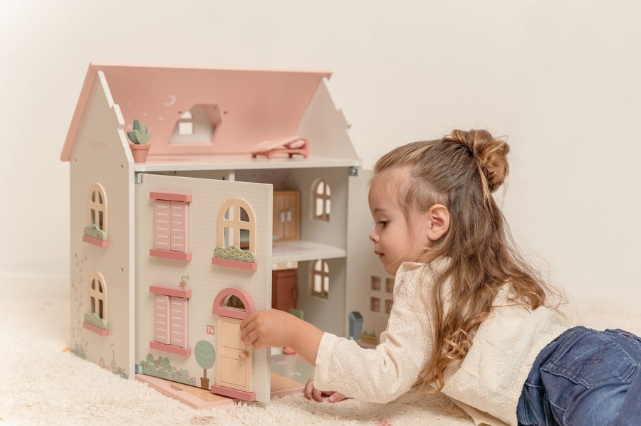 Gifts Little Dutch | Little Dutch Wooden Dollhouse - Medium White And Pink