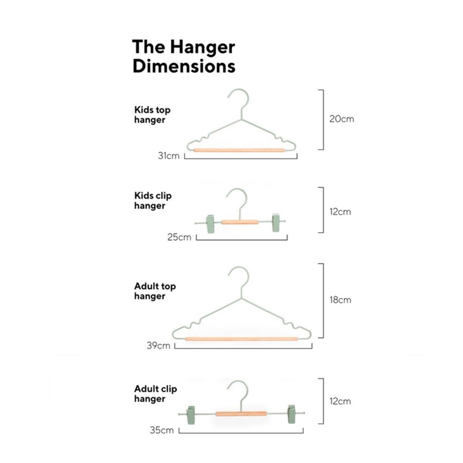 Home & Living Mustard Made Clothes Hangers | Mustard Made Kids Clip Hangers Sage