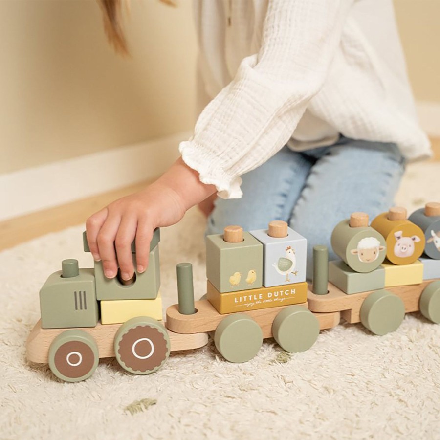 Gifts Little Dutch | Little Dutch Stacking Train Tractor - Little Farm Multi