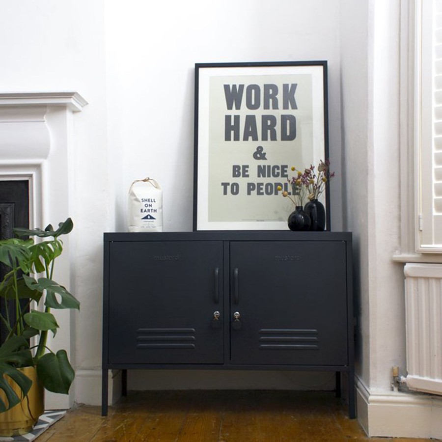 Home & Living Mustard Made Bathroom Storage | Mustard Made Lowdown Metal Locker In Slate Grey