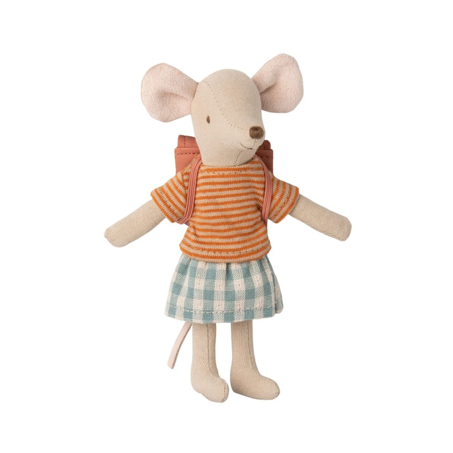 Baby & Child Maileg Soft Toys | Maileg Tricycle Mouse Big Sister With Bag - Old Rose