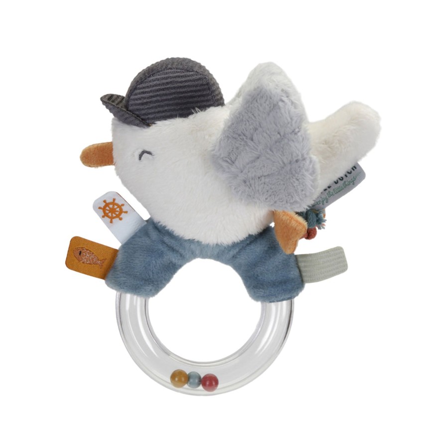 Gifts Little Dutch | Little Dutch Bird Ring Rattle - Sailors Bay Blue