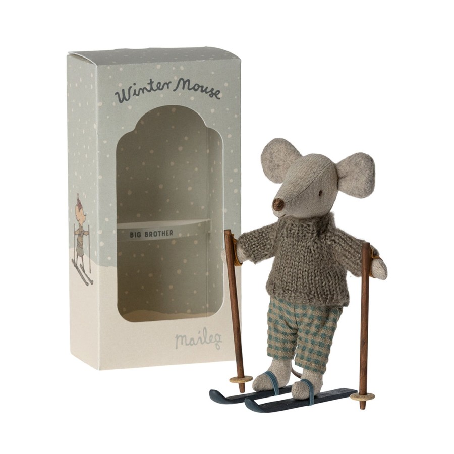 Gifts Maileg | Maileg Winter Mouse With Ski Set, Big Brother