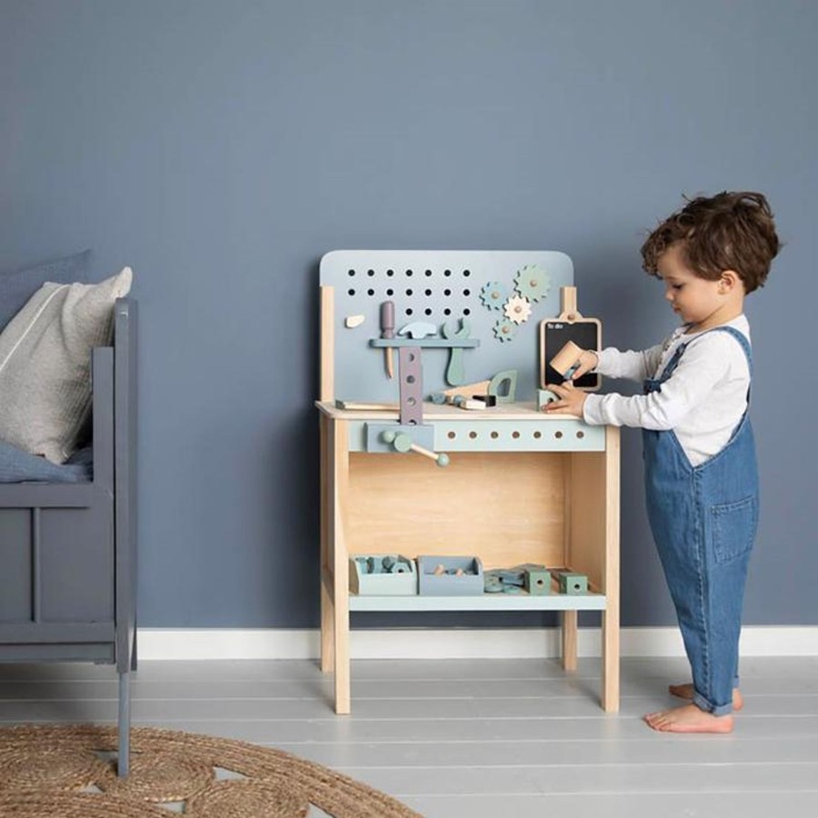 Baby & Child Little Dutch Wooden Toys | Little Dutch Wooden Workbench Blue