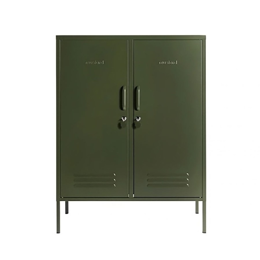 Home & Living Mustard Made Kitchen Storage | Mustard Made Lowdown Metal Locker In Olive