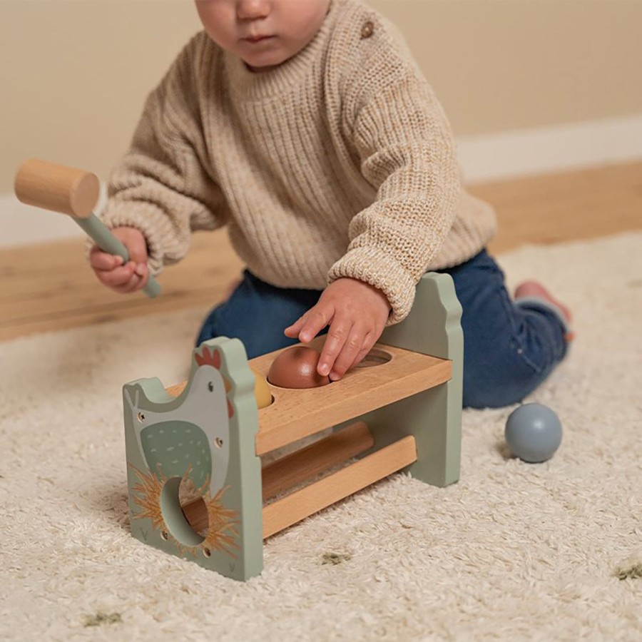 Baby & Child Little Dutch Wooden Toys | Little Dutch Pounding Bench With Rolling Balls - Little Farm Multi