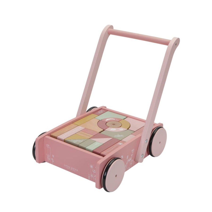 Gifts Little Dutch | Little Dutch Baby Walker/Block Trolley - Wild Flowers Pink