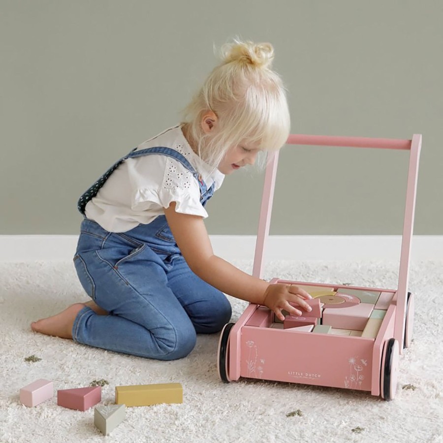 Gifts Little Dutch | Little Dutch Baby Walker/Block Trolley - Wild Flowers Pink