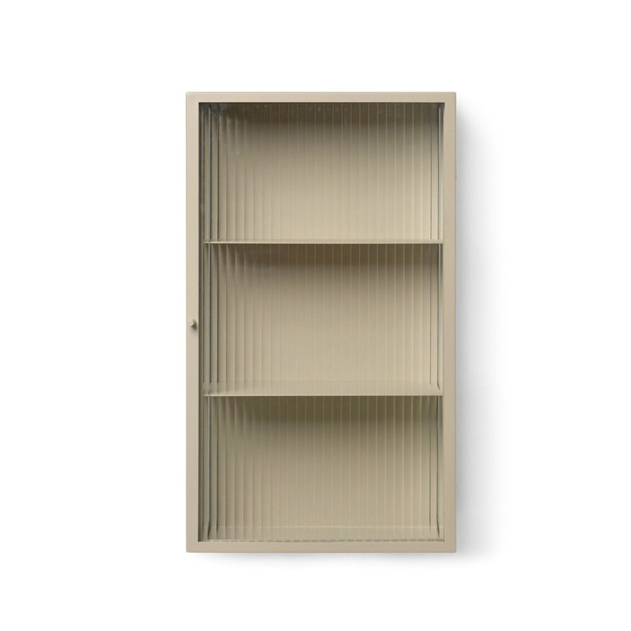 Home & Living Ferm Living Cabinets | Ferm Living Haze Wall Cabinet - Reeded Glass Cashmere