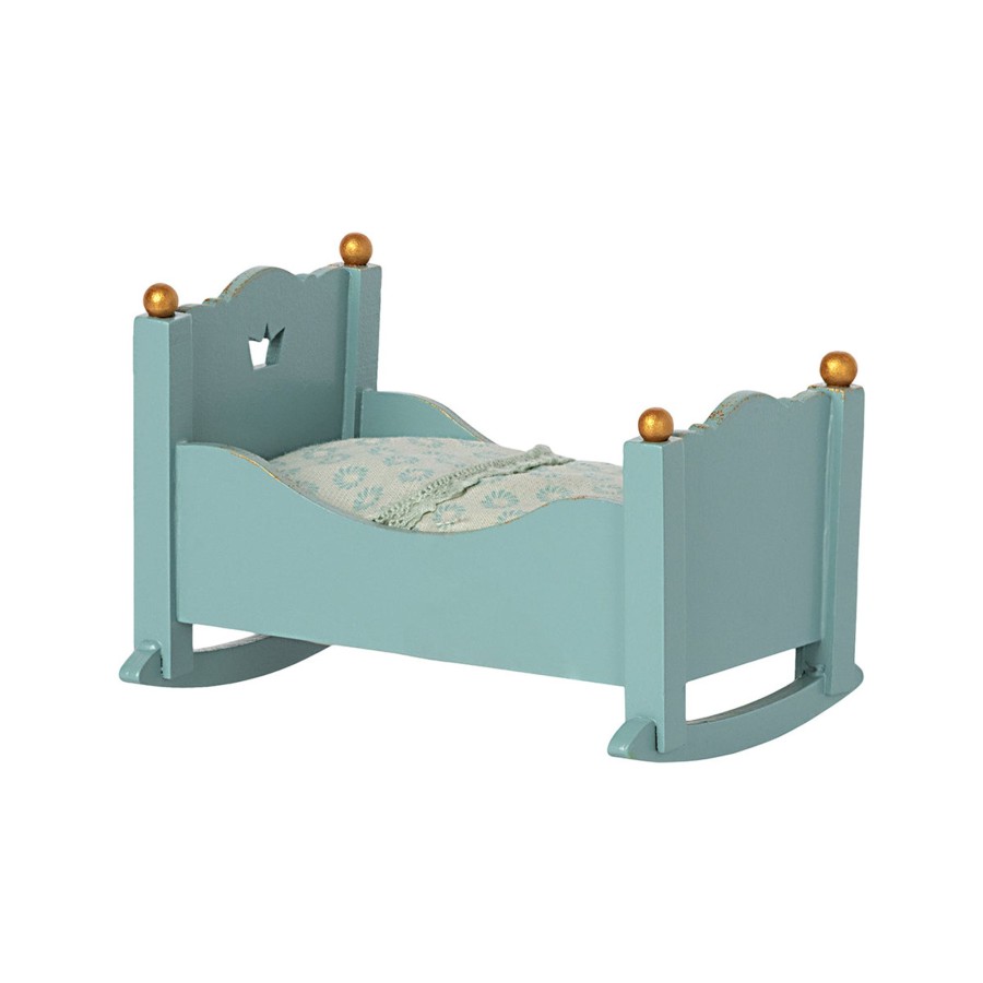 Gifts Maileg | Maileg Cradle, Baby Mouse - Blue