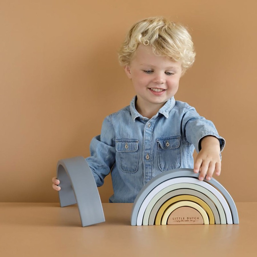 Baby & Child Little Dutch Wooden Toys | Little Dutch Rainbow Stacker - Blue Shades Of Blue