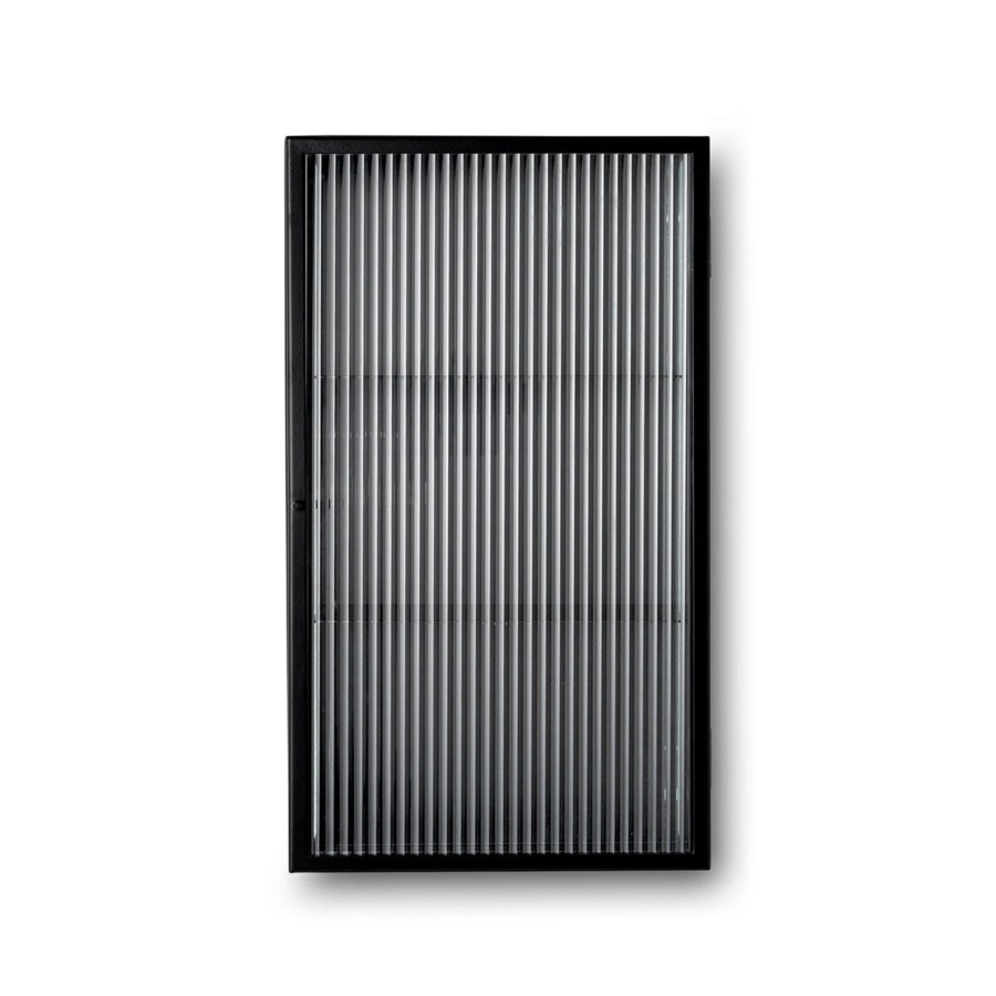 Home & Living Ferm Living Vases & Plant Pots | Ferm Living Haze Wall Cabinet - Reeded Glass Black