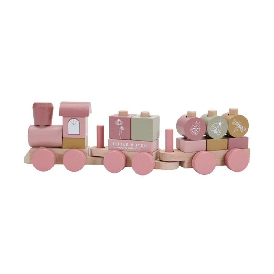 Baby & Child Little Dutch Wooden Toys | Little Dutch Stacking Train - Wild Flowers Multi