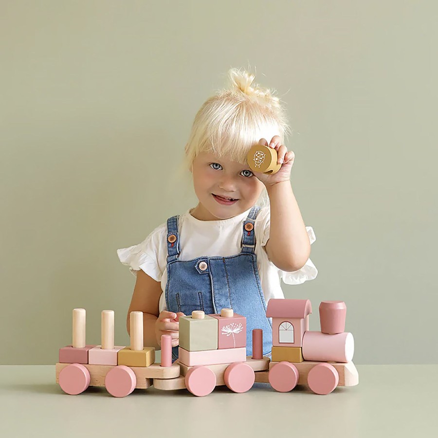 Baby & Child Little Dutch Wooden Toys | Little Dutch Stacking Train - Wild Flowers Multi