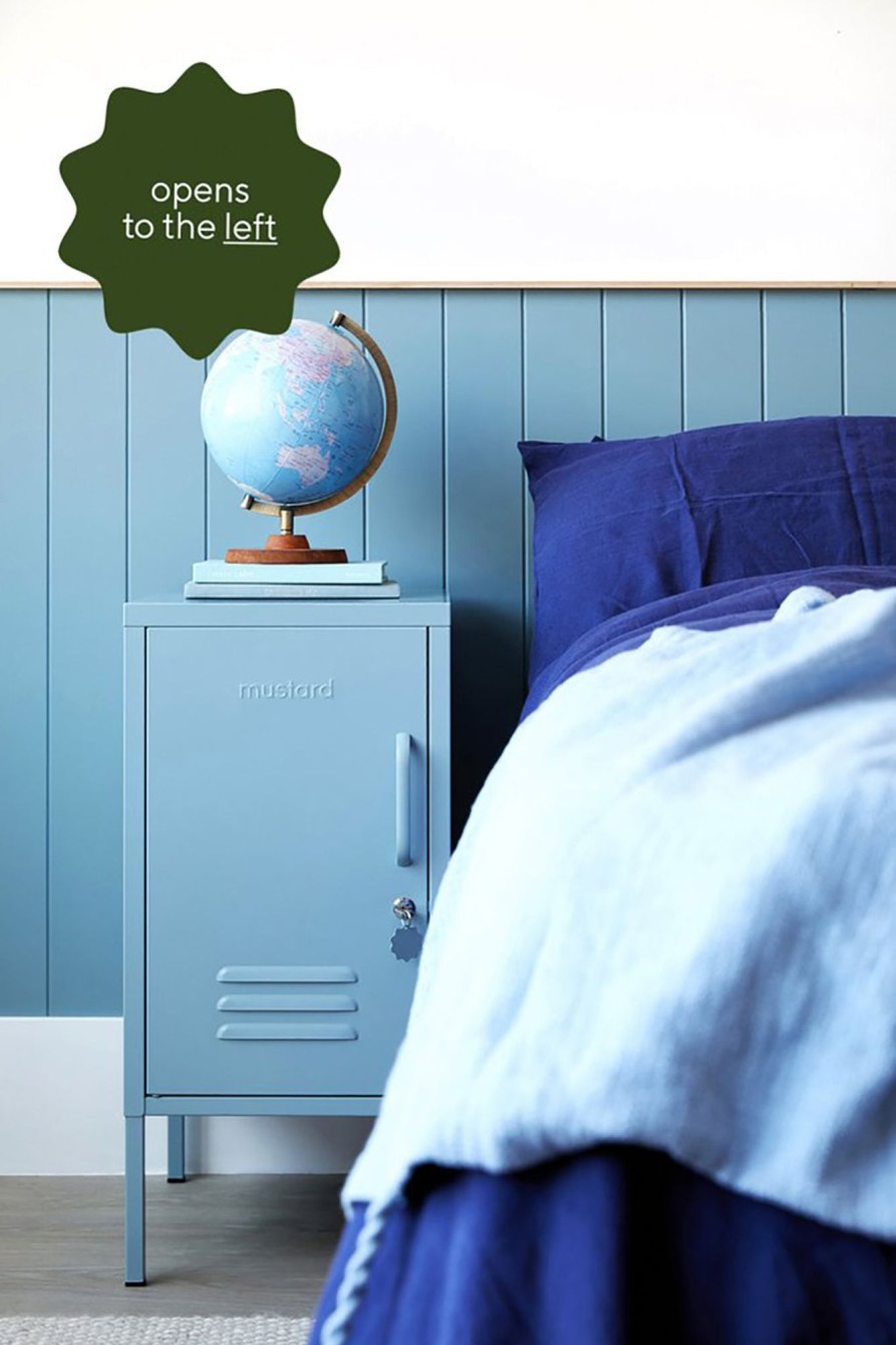 Home & Living Mustard Made Bedroom Storage | Mustard Made Shorty Metal Locker In Ocean Blue, Left Opening