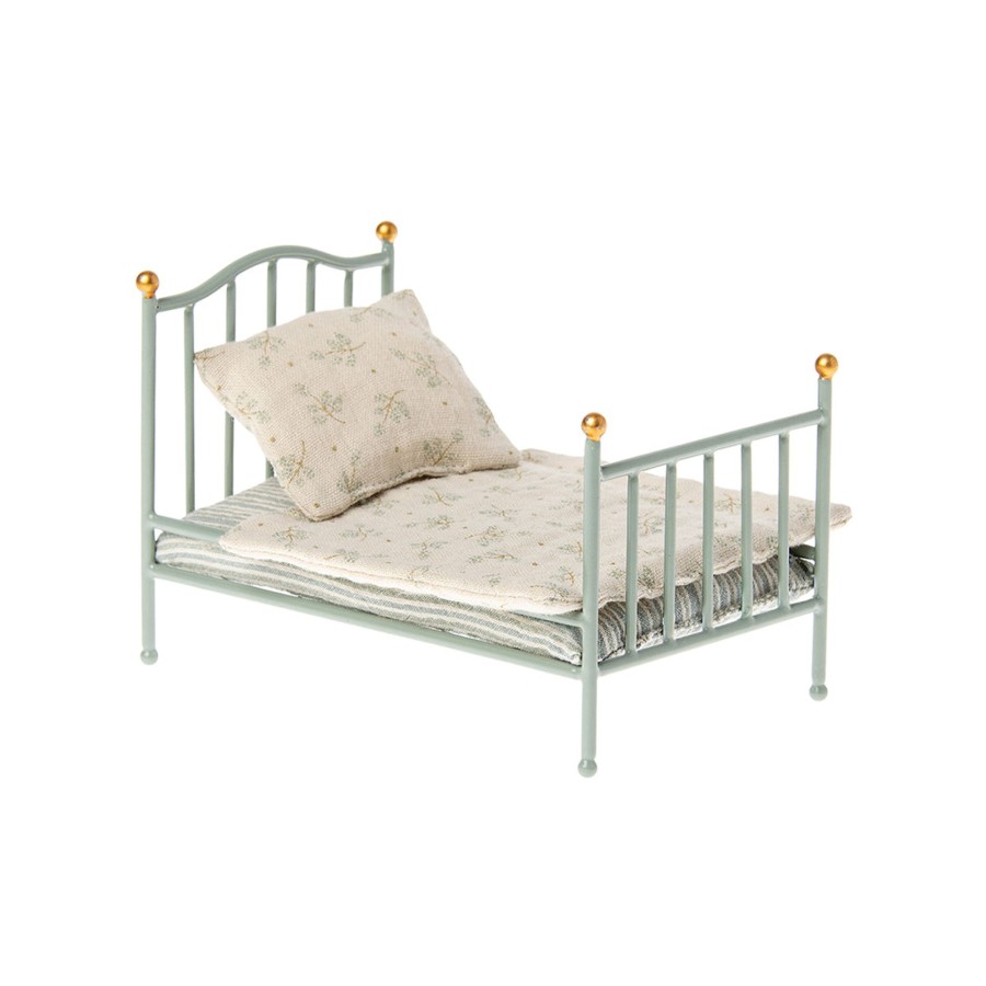 Gifts Maileg | Maileg Mouse Bed In Vintage Mint With Bedding