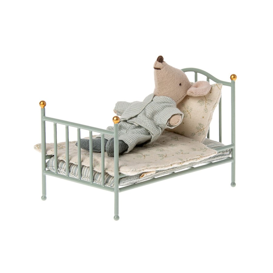 Gifts Maileg | Maileg Mouse Bed In Vintage Mint With Bedding