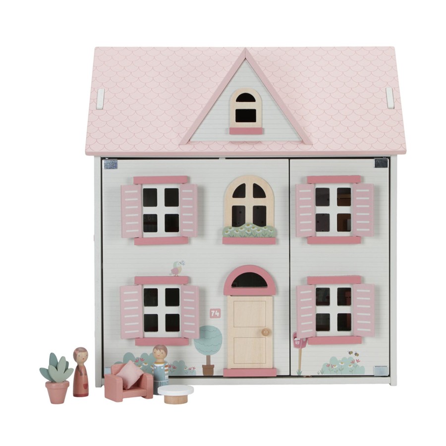 Baby & Child Little Dutch Wooden Toys | Little Dutch Wooden Dollhouse - Medium White And Pink