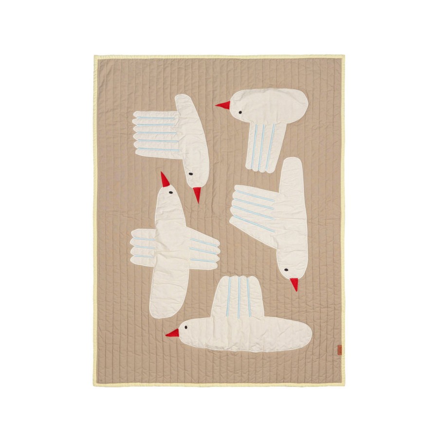 Gifts Ferm Living | Ferm Living Bird Quilted Blanket - Sand Sandy