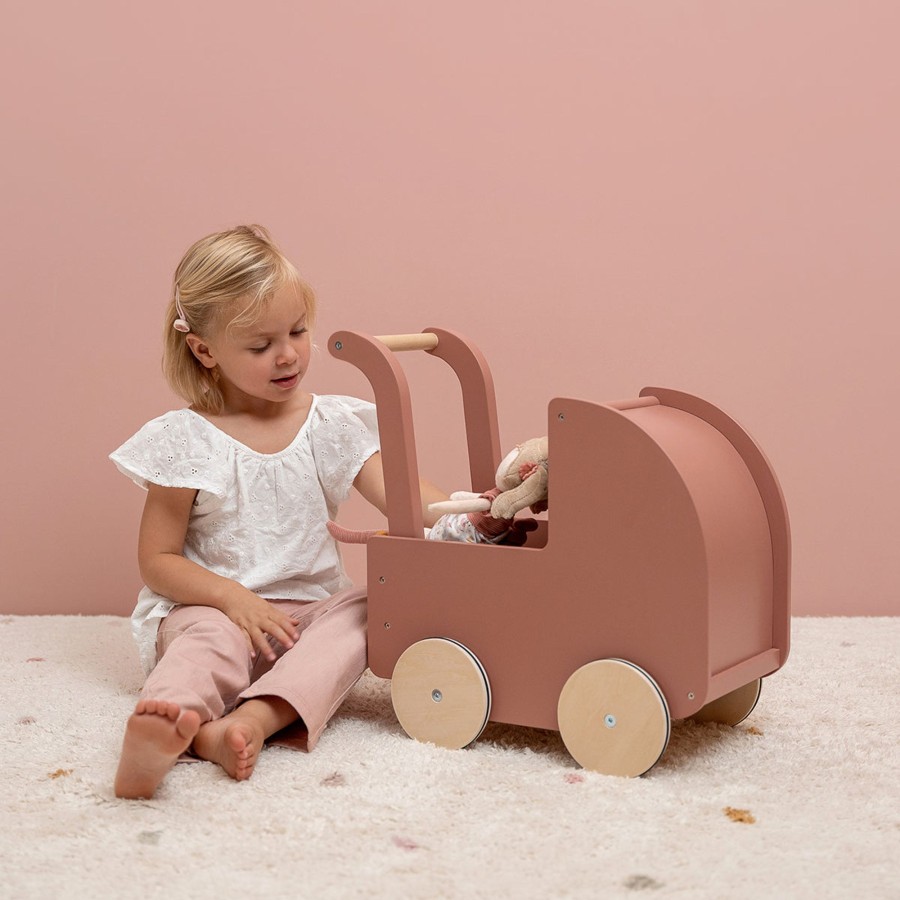 Baby & Child Little Dutch Wooden Toys | Little Dutch Wooden Doll Pram Rose