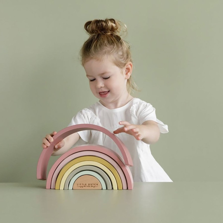 Baby & Child Little Dutch Wooden Toys | Little Dutch Rainbow Stacker - Pink Shades Of Pink