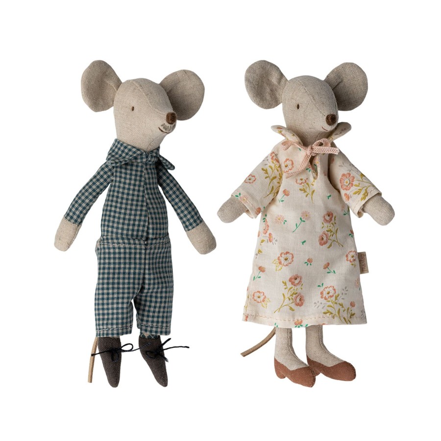 Baby & Child Maileg Soft Toys | Maileg Grandma & Grandpa Mice In Cigarbox